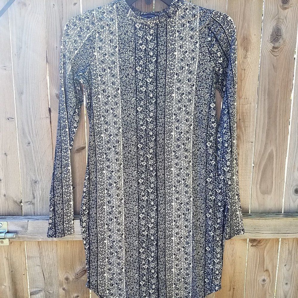 Medium Dress Black Floral by Love Cameron Striped Shirt Women NWOT